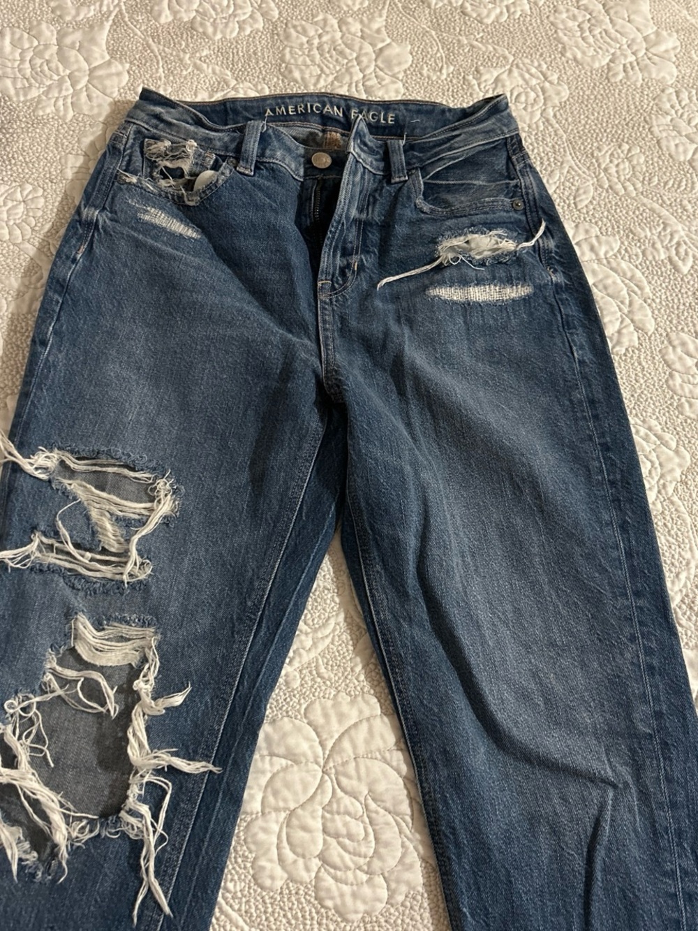 American Eagle Outfitters Ripped Dark Blue Boyfriend Jeans
